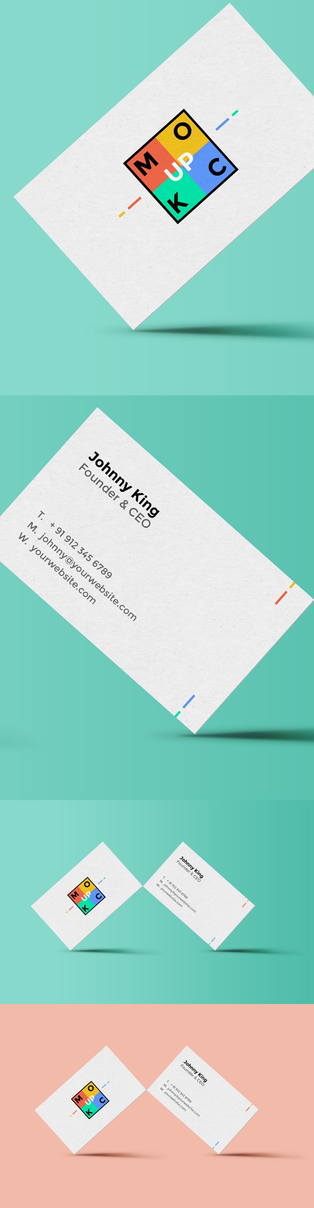 Free Standing White Business Card Mockup