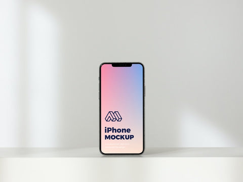Free Standing Iphone Psd Mockup