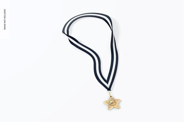 Free Star Competition Medal With Ribbon Mockup Psd