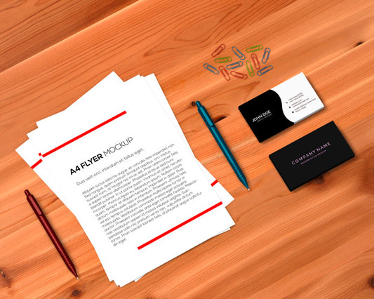 Free Stationery Concept With A4 Flyer Mockup Psd