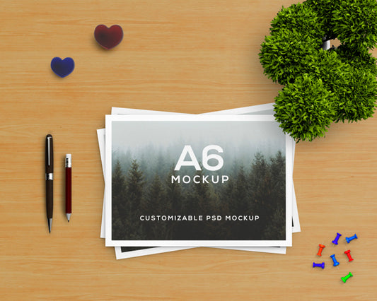Free Stationery Concept With A6 Brochure Mockup Psd