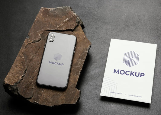 Free Stationery Mock-Up With Dark Rugged Rock Psd