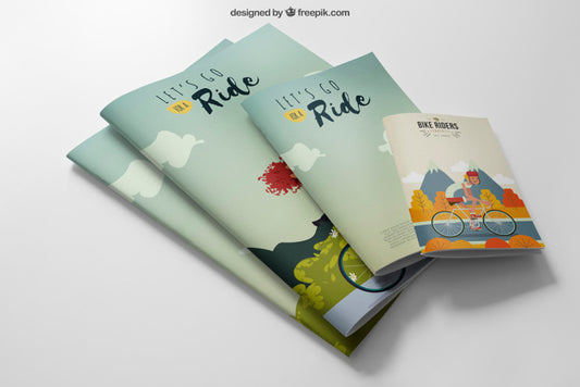 Free Stationery Mockup With Four Brochures Psd