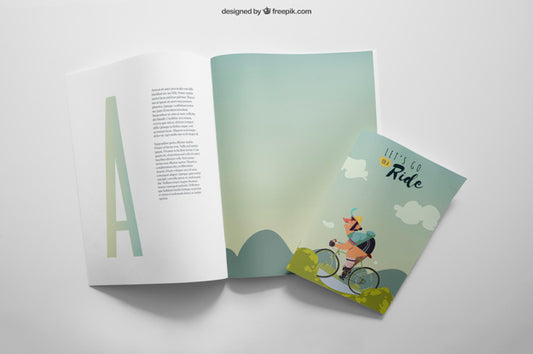 Free Stationery Mockup With Open Brochure Psd