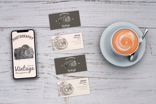 Free Stationery Mockup With Photography Concept And Business Cards Psd