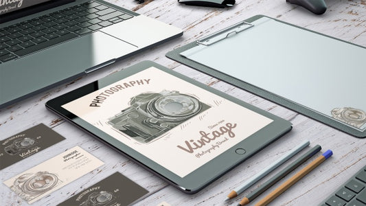 Free Stationery Mockup With Photography Concept Psd