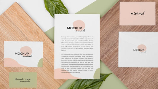Free Stationery With Leaves And Wood Psd