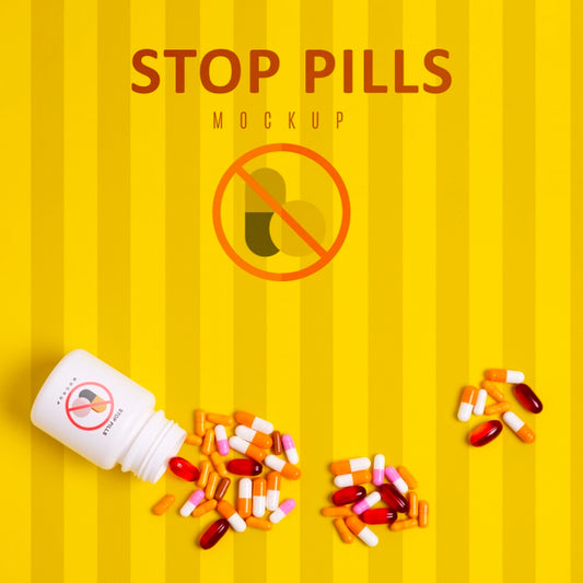Free Stop Pills Addiction With Mock-Up Psd