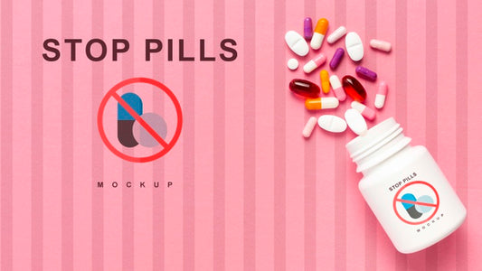 Free Stop Pills With Mock-Up Concept Psd