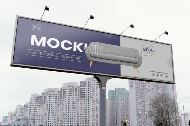Free Street Billboard Display Mock-Up Outdoors Psd