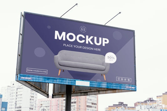 Free Street Billboard Display Mock-Up Outdoors Psd