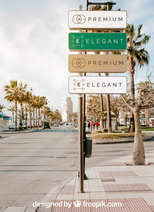 Free Street Sign Mockup Of Four Psd