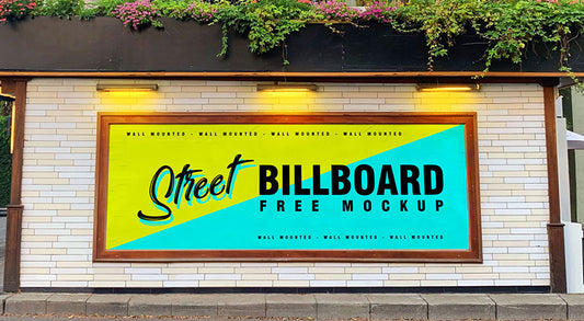 Free Street Wall Mounted Billboard Mockup Psd