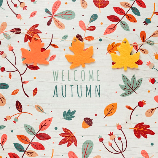 Free String Leaves With Welcome Autumn Quote Psd