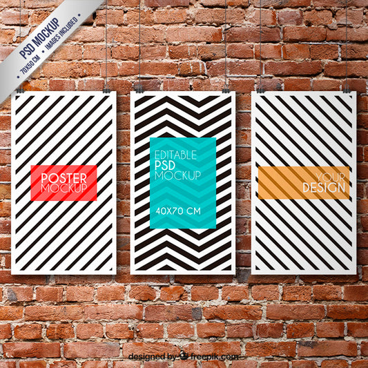 Free Striped Posters Mockup Psd