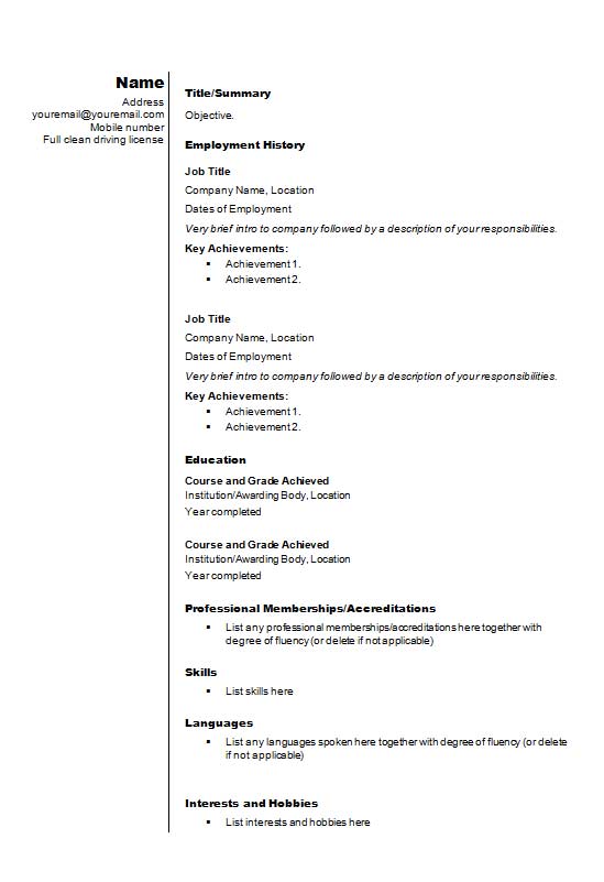 Cv Text Free Stylish Text OnlyCV Resume Template in Microsoft Word (DOCX) Form ...