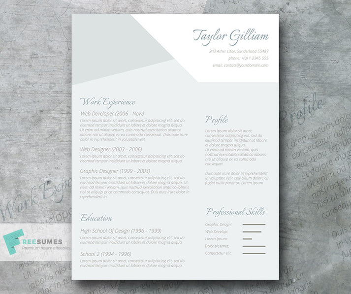 Free Modern Subtle Manager CV Resume Template in Minimal Style in Micr ...