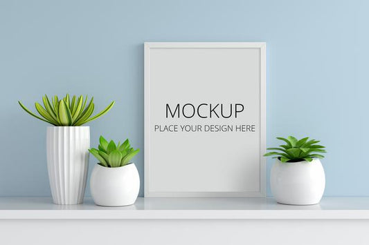 Free Succulent Pot Plant With Frame Mockup Psd