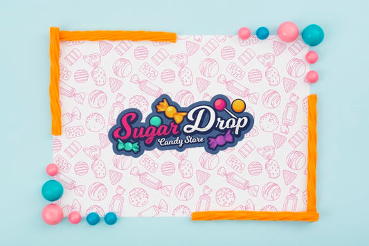 Free Sugar Drop With Colourful Candy Frame Psd