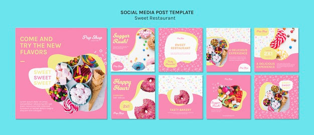 Free Sugar Rush Candy Store Social Media Template Psd