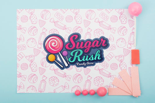 Free Sugar Rush Mock-Up And Pink Frame Psd