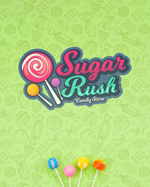 Free Sugar Rush With Doodle Background And Lollipop Psd