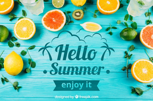 Free Summer Composition With Fruits And Copyspace Psd