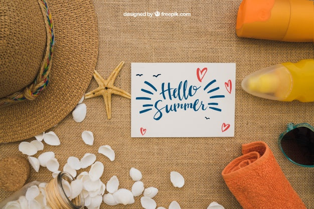 Free Summer Concept With Card Psd