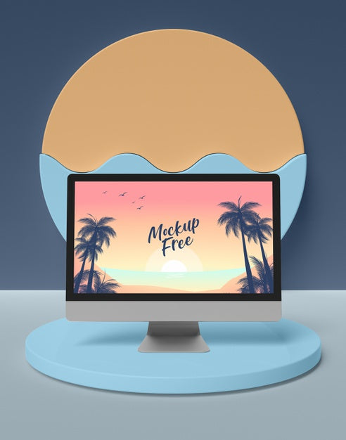 Free Summer Concept With Computer Psd