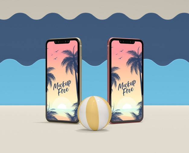 Free Summer Concept With Devices And Ball Psd