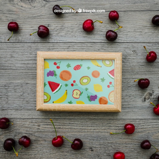 Free Summer Concept With Frame And Cherries Psd