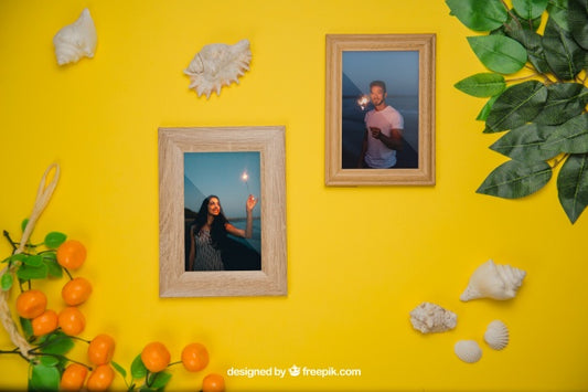 Free Summer Concept With Frames And Leaves Psd