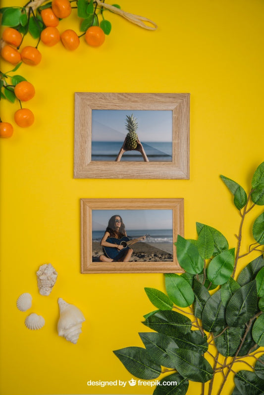 Free Summer Concept With Frames And Oranges Psd