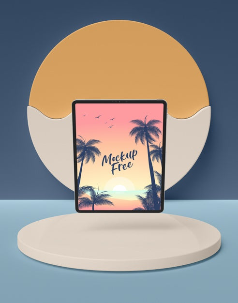 Free Summer Concept With Horizontal Tablet Psd