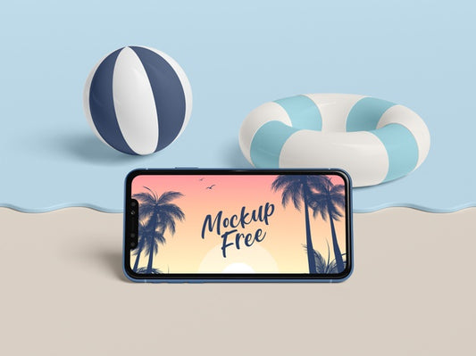 Free Summer Concept With Phone And Sea Psd