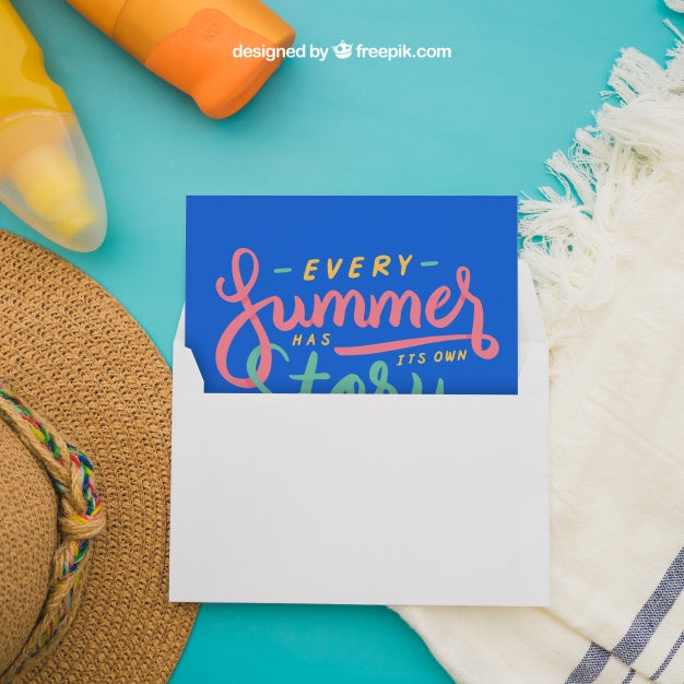 Free Summer Concept With Postcard Psd