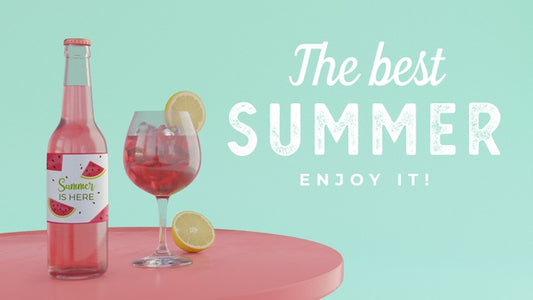 Free Summer Drink On Table With Typography Psd