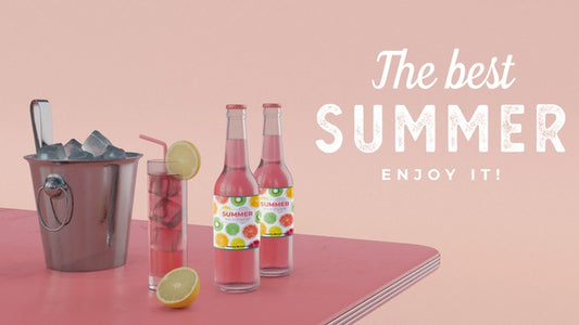 Free Summer Drinks On Table With Ice Cubes Psd