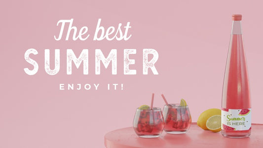 Free Summer Drinks On Table With Typography Psd