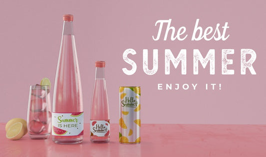 Free Summer Drinks On Table With Typography Psd