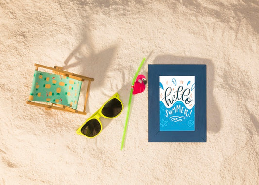 Free Summer Mockup With A Sunglasses Psd