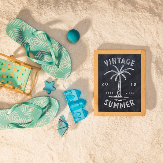 Free Summer Mockup With Colorful Sandal Psd