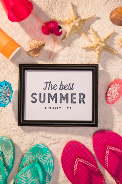 Free Summer Mockup With Colorful Sandals Psd