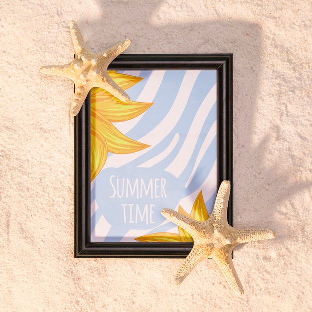 Free Summer Mockup With Marine Elements Psd