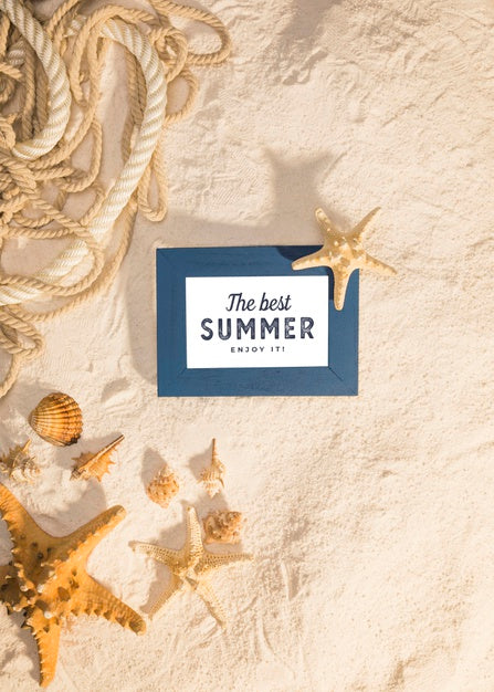 Free Summer Mockup With Marine Elements Psd