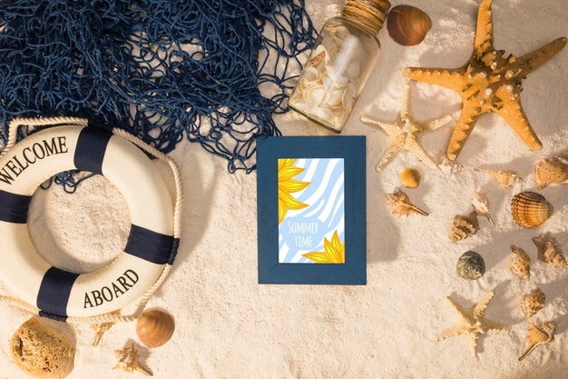 Free Summer Mockup With Marine Elements Psd