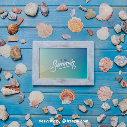 Free Summer Theme With Shells And Frame Psd