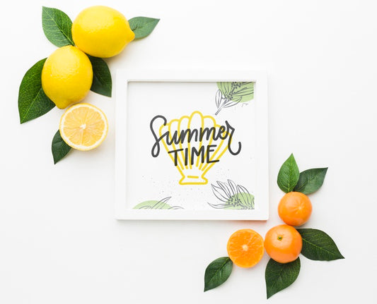 Free Summer Time Concept With Fresh Fruits Psd