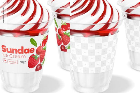 Free Sundae Ice Cream Cup Mockup, Close Up Psd