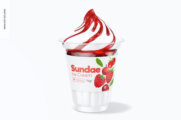 Free Sundae Ice Cream Cup Mockup, Front View Psd